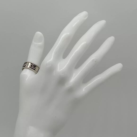 Gucci GG Logo Sterling Sliver Ring 7 - Picture 2 of 9